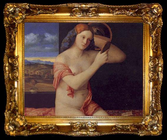 framed  Giovanni Bellini Young Woman at her Toilet, ta009-2